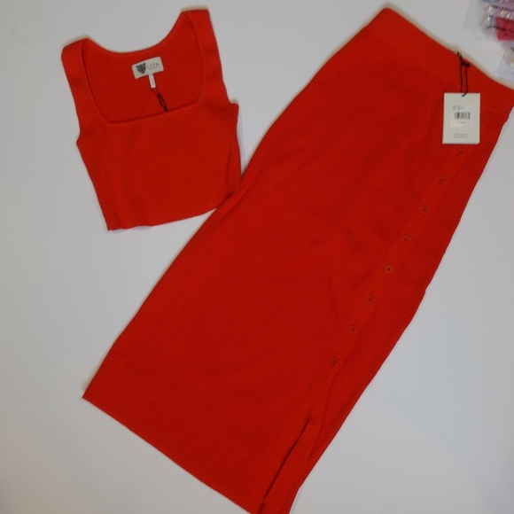 REVOLVE Lita by Ciara True Rib Tank Top & Skirt SET Fiery Red Size XS NWT - Picture 3 of 15